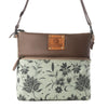 Myra Wildprint Trail upcycled canvas crossbody Bag for Women in sage with floral detail