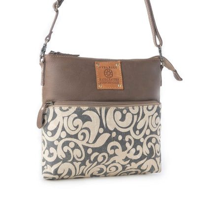 Myra Wildprint Trail upcycled canvas crossbody Bag for Women in ivory with vintage print