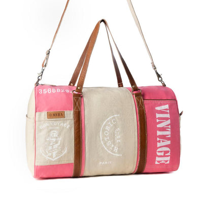 Myra Wandermark Vintage Traveller Bag for Men in pink with leather detail