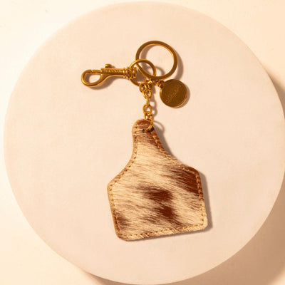 Myra Heifer Key Fob for Women in brown with hair-on detail for everyday western carry