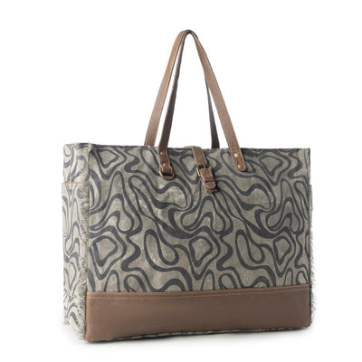 Myra Riverbed Trail Weekender Bag for Women in olive with vintage print detail