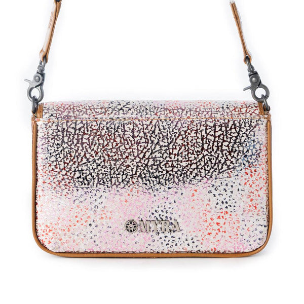 Myra Wild Print Leather Bag for Women in cream with textured detail and shoulder strap