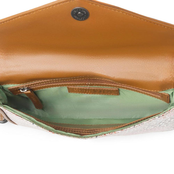 Myra Wild Print Leather Bag for Women in cream with textured detail and shoulder strap