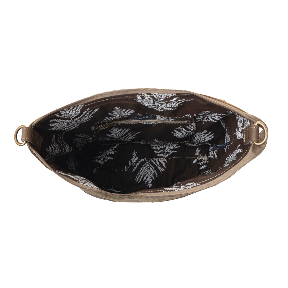Myra Wild Paisley upcycled canvas concealed Carry Bag for Women in olive with vintage print