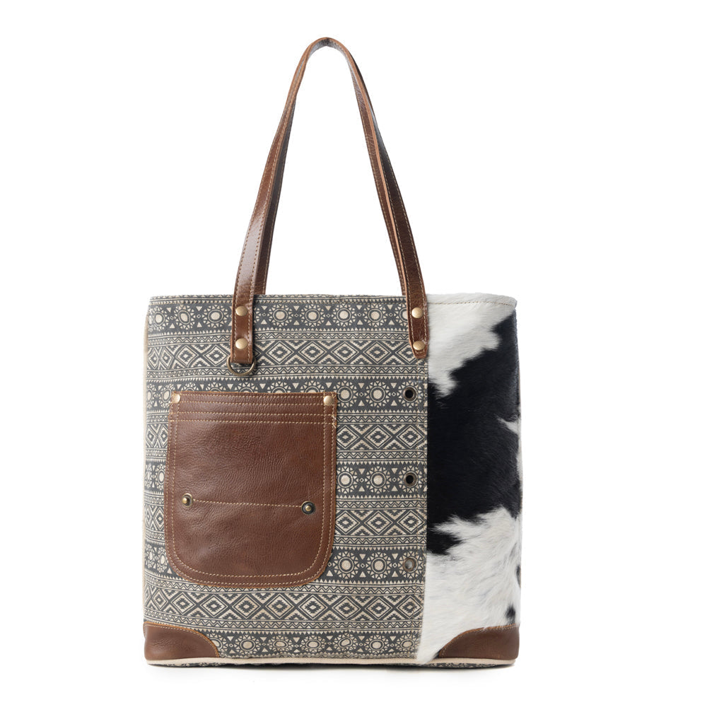 Myra Splithide Western Tote Bag for Women in olive with hairon detail