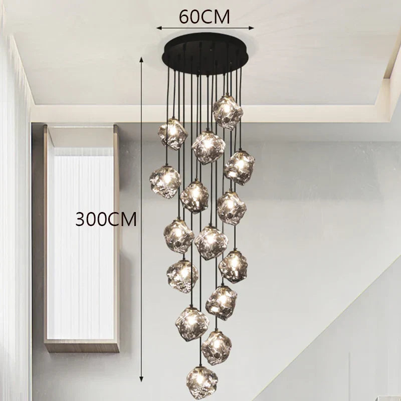 Black Modern LED Chandelier 19-Head Smoky Grey