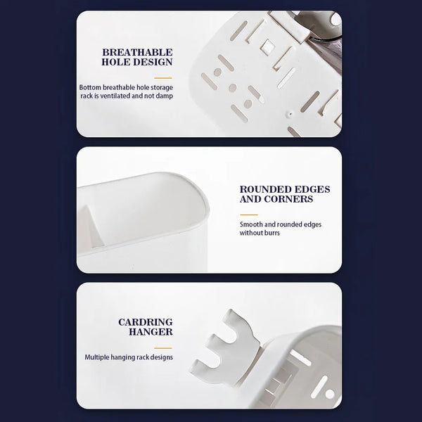 Wall Mounted Automatic Toothpaste Dispenser with Toothbrush Holder No Drilling Multifunctional Bathroom Organiser