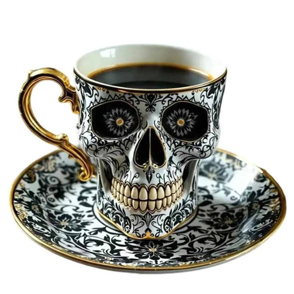 Stylish Resin Skull Coffee Mug Bonehead Design Gothic Tea Cup Set Skull Crusher Coffee Halloween Party