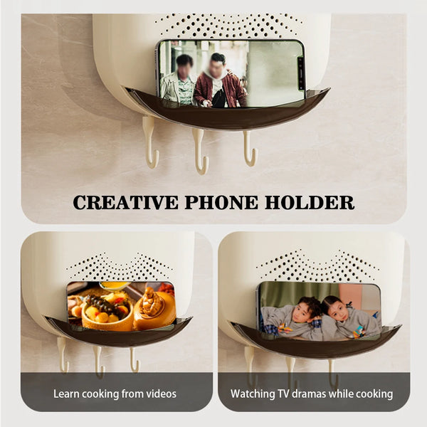 Kitchen Cutlery Storage Box Wall Mount Tableware Storage Holder with Lid Dustproof Spoon and Chopstick Organizer Drain Racks