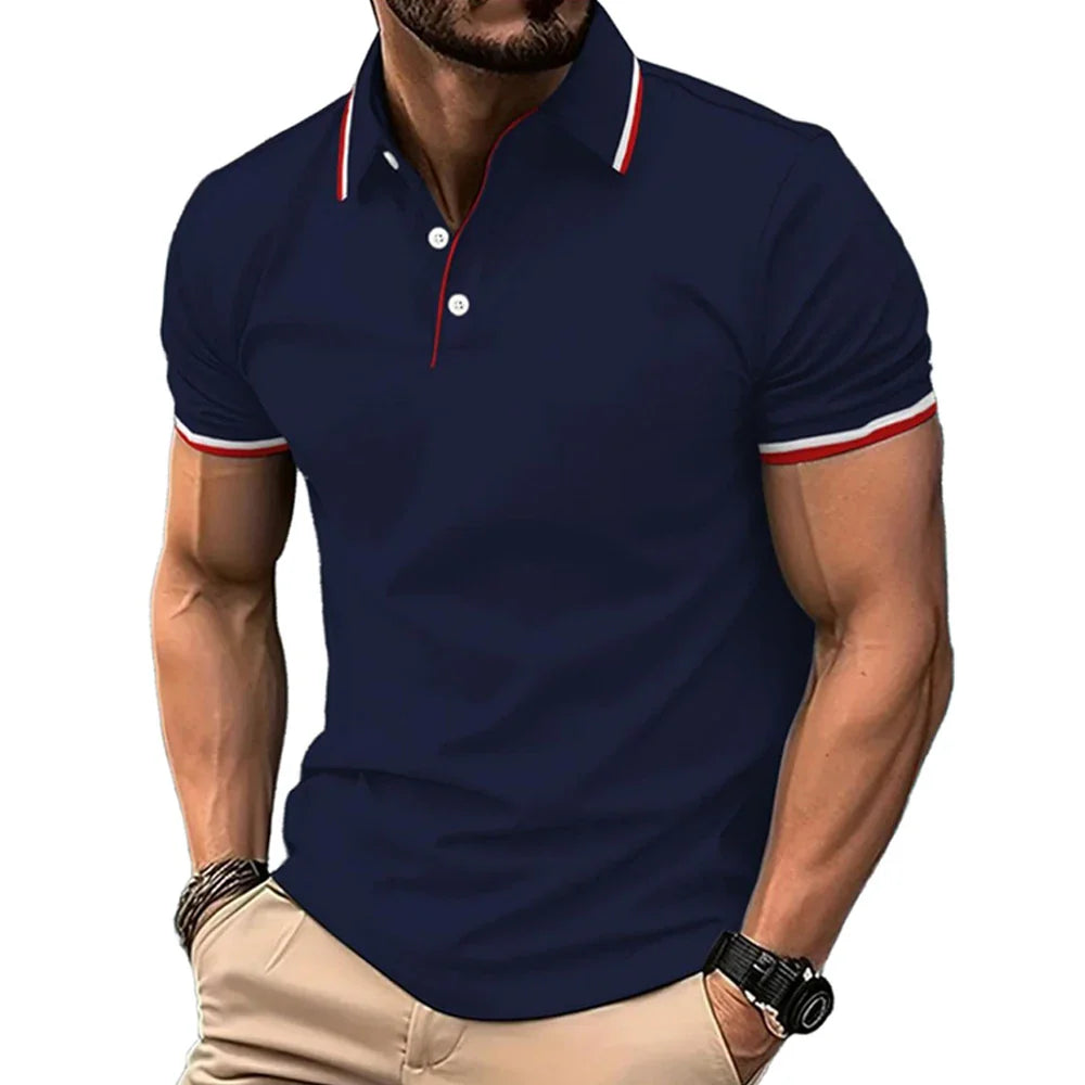 Men's short sleeve printing polo men's cross-border leisure polo men's fashion polo