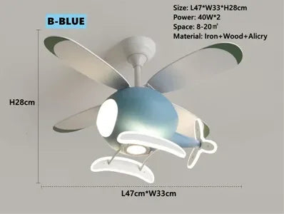 DecorBites™ Helicopter Ceiling Fan Chandeliers: Nordic Creative Kids Room Decor Lamp Decorbites