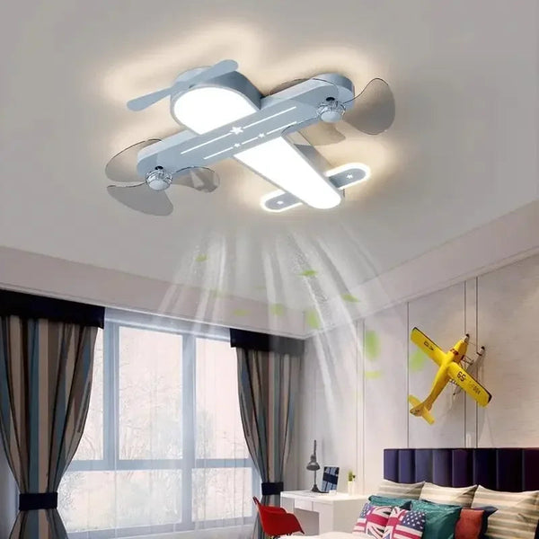 DecorBites™ Kids Room Airplane Ceiling Fan Light Fixture Decorbites