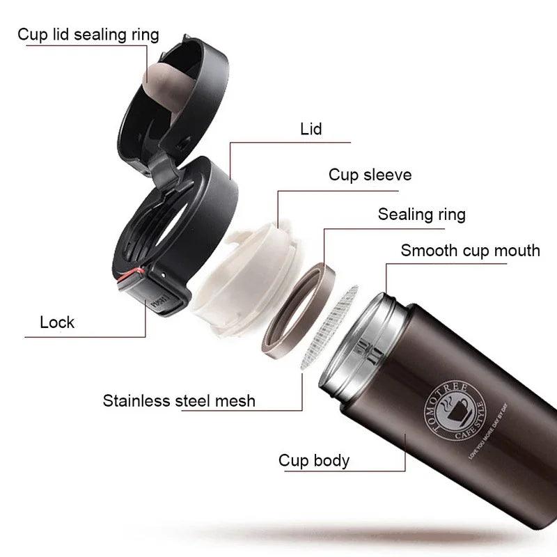 0.5L Stainless Steel Thermal Mug - Leak-proof Coffee Flask