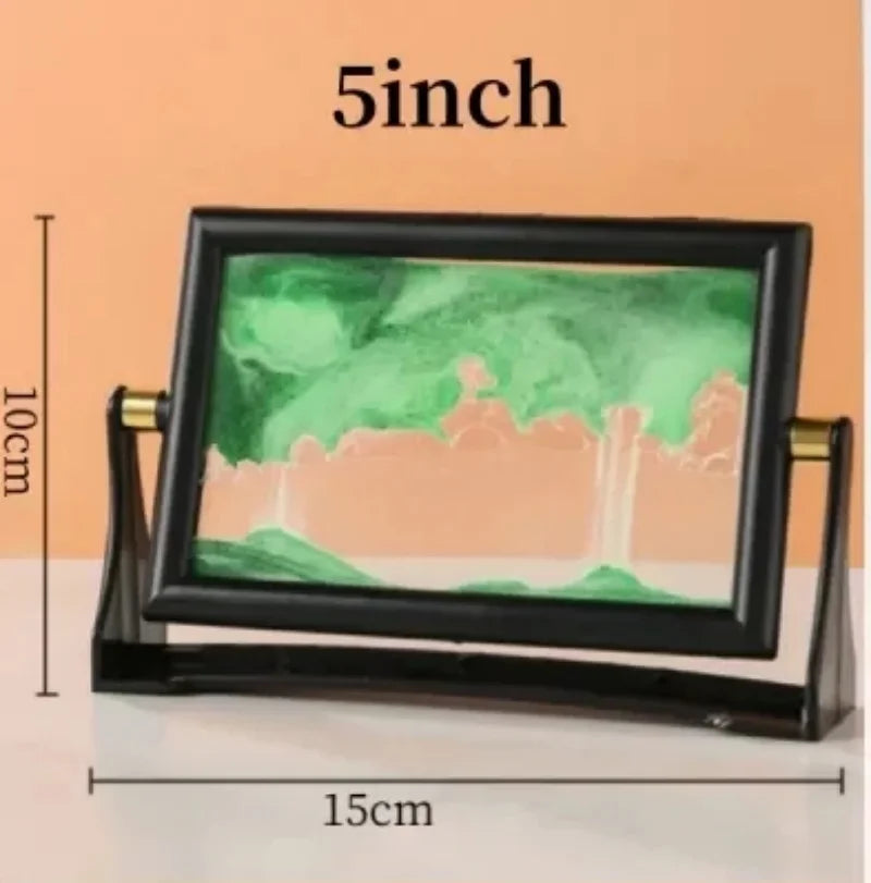3D Rotatable Moving Sandscape Hourglass Quicksand Art Picture Square Glass Flowing Sand Painting Home Decor Children's Gifts