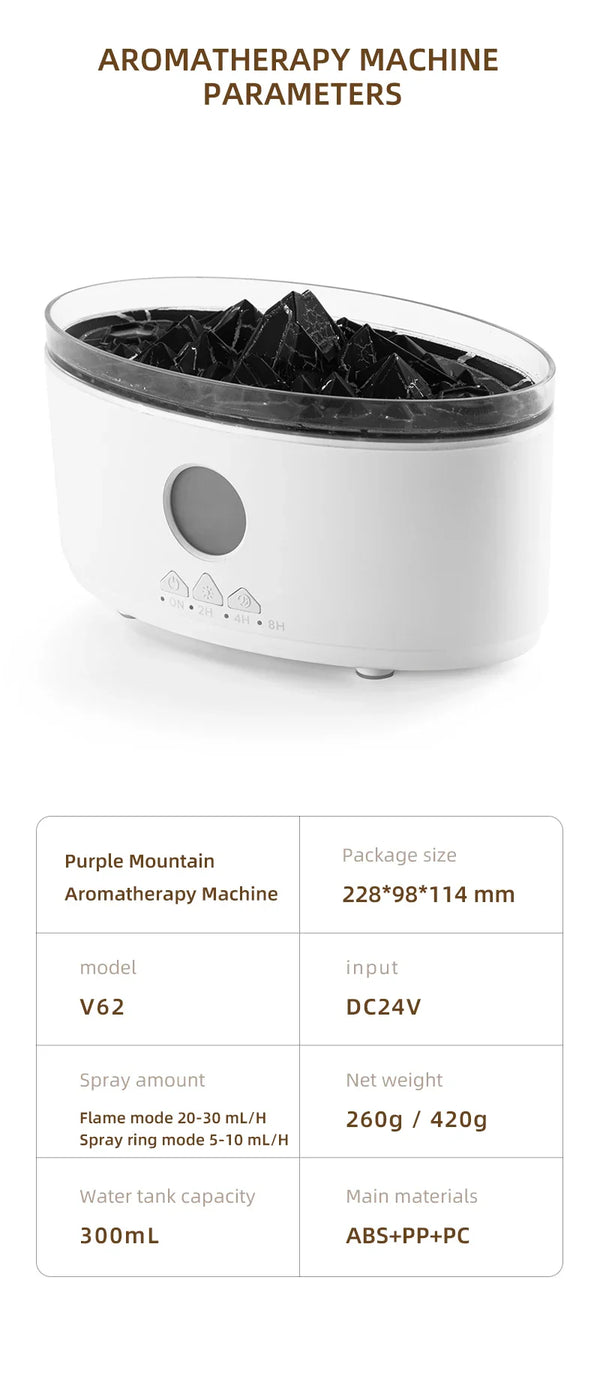 Volcano Aromatherapy Diffuser | Flame & Jellyfish Mist | 300ml