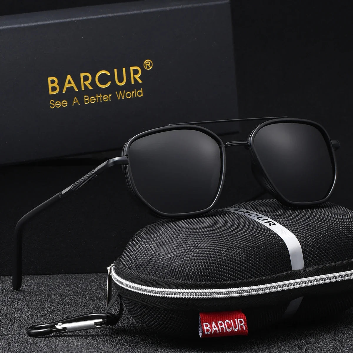 BARCUR Sunglasses Men’s Polygon Fashionable Frame – Polarized UV400 Protection for Summer Driving Outdoor and Casual Wear – Stylish Comfortable Thickened Striped Design with TAC Lenses