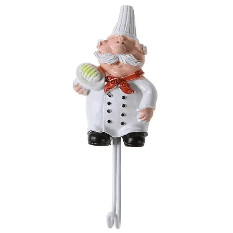 New Cartoon Chef Shaped Hook Powerful Adhesive Wall Key Holder Kitchen Bathroom Storage Door Clothes Coat Hat Hanger Towel Hooks