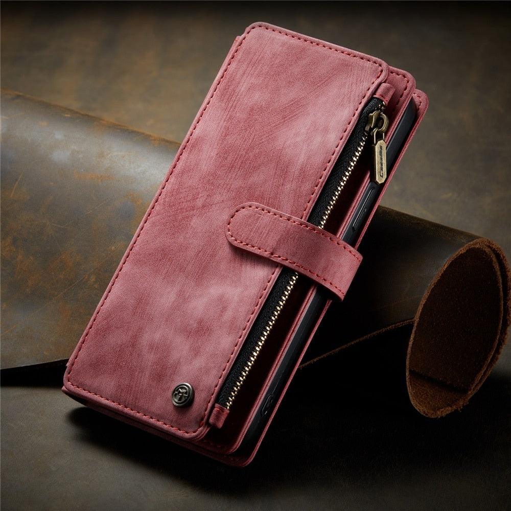 Vintage Card Holder Leather Wallet Case for iPhone 11 12 13 14 Pro Max Mini XR XS Max 8 7 6s Plus SE Storage Pocket Cover Flip Case PU Leather Protective Case With Magnetic Closure
