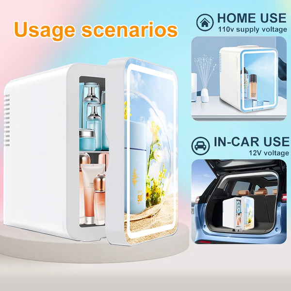 6L mirror beauty makeup refrigerator skin cosmetics skin care mask hot and cold storage portable LED mini refrigerator