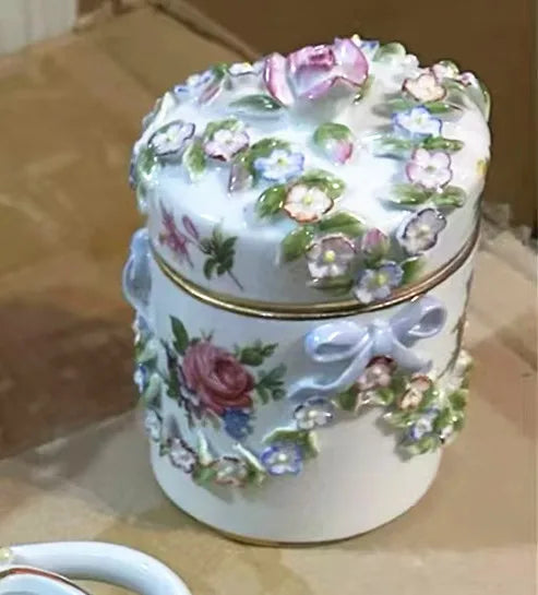 Resin Flower Jewelry Storage Box Vase Flower Basket  Jewelry Case Storage Jewelry Organizer Display Home Decor Ornament