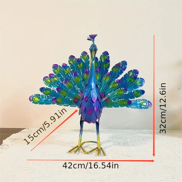Peacock Statue Sculpture Handmade Crafts Ornament Animal Figurine Standing Posture Collectible Peacock Figurine Garden Craft