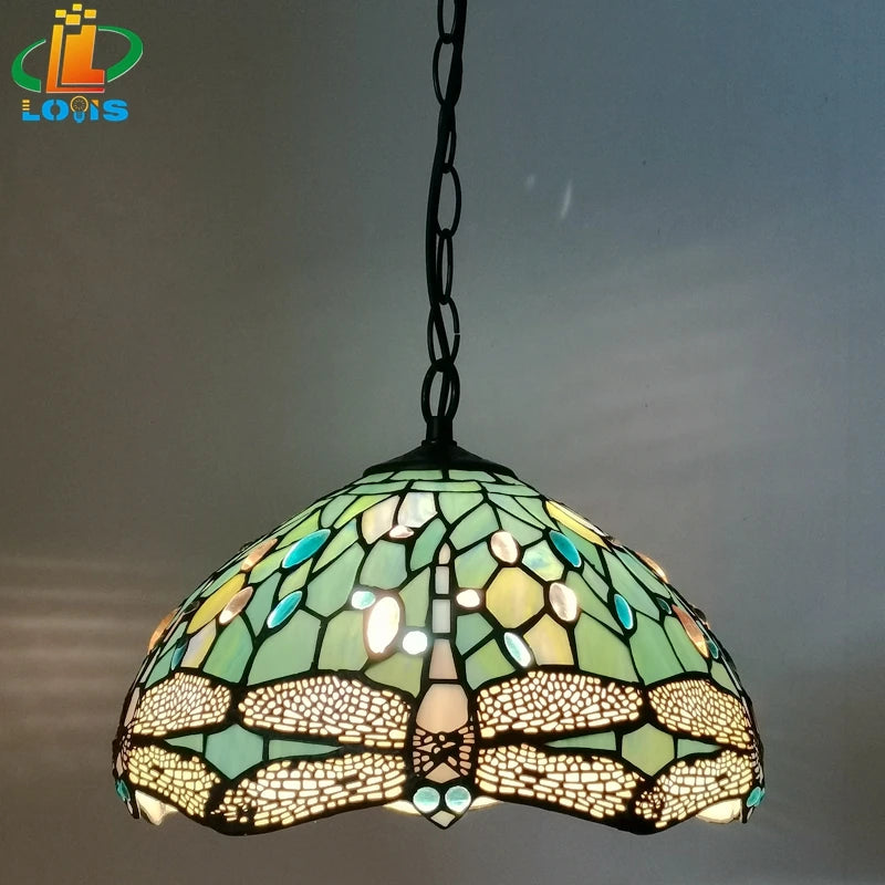12-inch American-style Embankment Flower Chandelier Tiffany Style Milk Tea Shop Coffee Restaurant Glass Lighting E27 230V 220V
