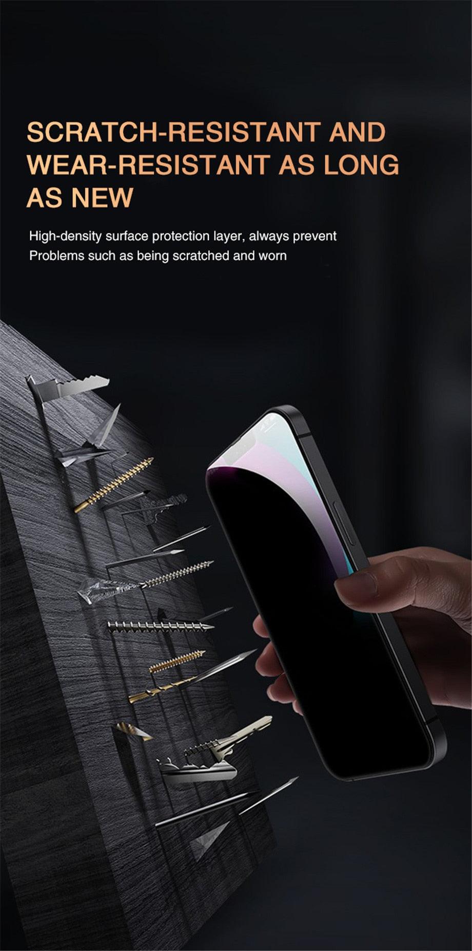 3PCS Privacy Screen Protector For iPhone 14 PRO MAX Anti-Spy Glass For iPhone 13 12 11 XS Max XR 7 8 Plus SE 2022 Tempered Glass 9H Hardness Tempered Glass Anti Spy Case Friendly Screen Protector