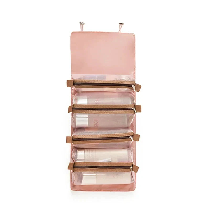 Mandotos 4 In 1 Detachable Cosmetic Bag Large Capacity Travel Organizer For Cosmetics And Toiletries Beige