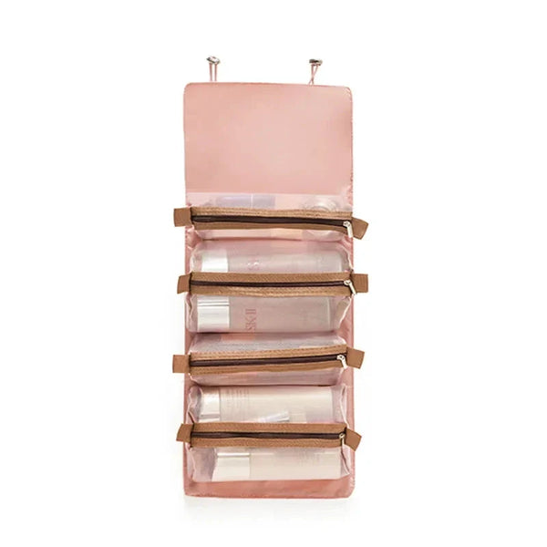 Mandotos 4 In 1 Detachable Cosmetic Bag Large Capacity Travel Organizer For Cosmetics And Toiletries Beige