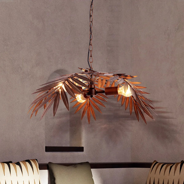 Retro tropical coconut leaf ceiling lighting E27/E26 unique rustic tree lamp living room bedroom cafe restaurant chandelier