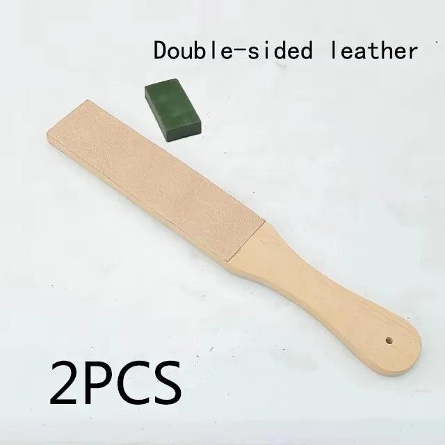Double Side Leather Strop for Knife Sharpening Stropping Block Kit with Polishing Compound Knife Sharpening Double Side