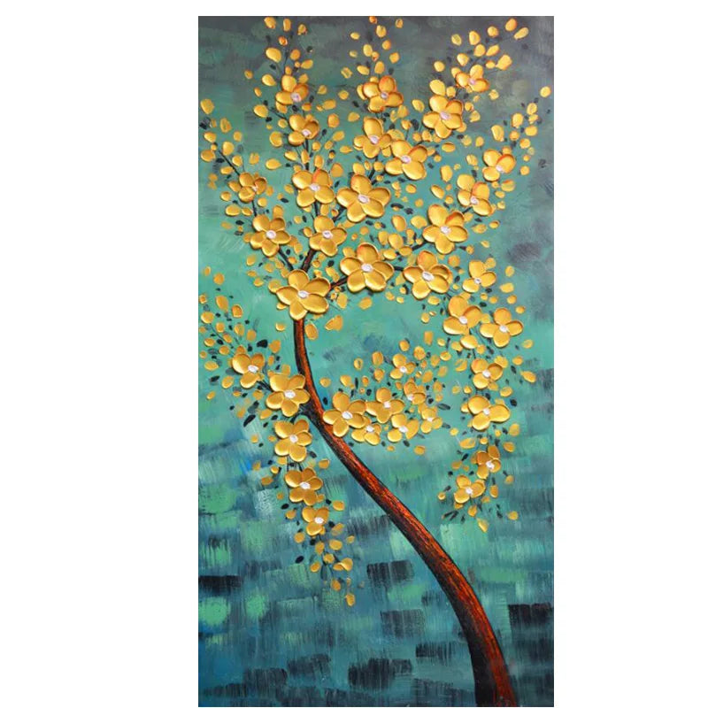 Abstract Golden Rich Tree Money Tree Oil Paintings on Canvas Poster Modern Landscape Wall Art Picture Print Home Decor No Frame