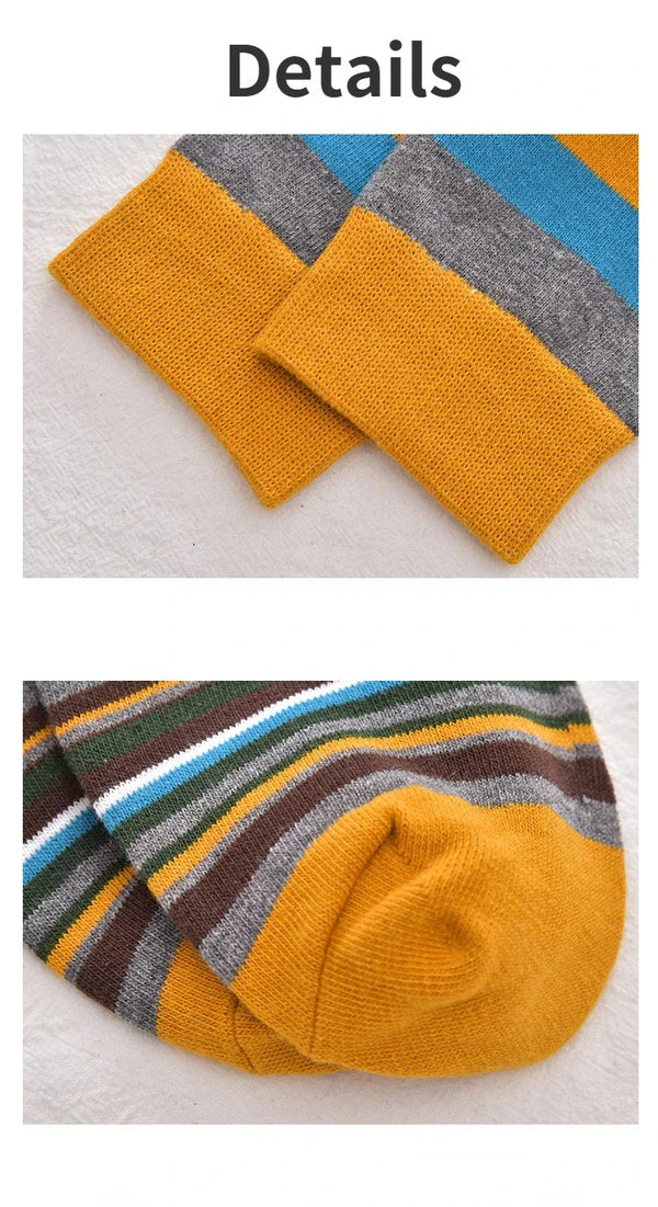 5 Pairs/Pack Fashion Trend Socks Men Cotton Thick Thin Stripes Pattern Retro Socks Business Party Crew Socks OneLoveCanada