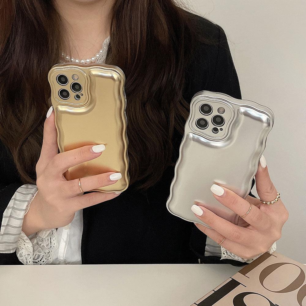 Women Luxury Gold Color Shockproof Phone Case for iPhone 14 13 12 11 Pro Max X Xs Max XR Shock-Absorbing Elegant Shiny Case for iPhone Strong iphone Back Cover