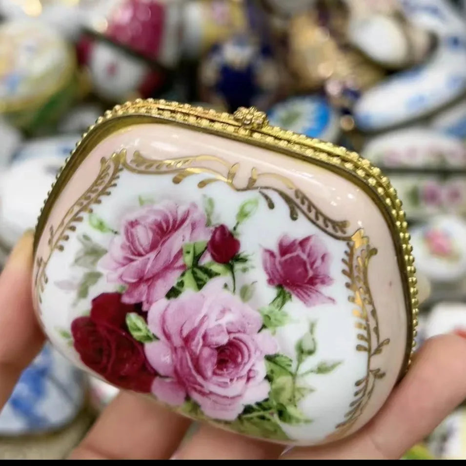 Ceramics Flower Jewelry Storage Box Vase Flower Basket Jewelry Case Storage Jewelry Organizer Display Gifts Home Decor Ornament