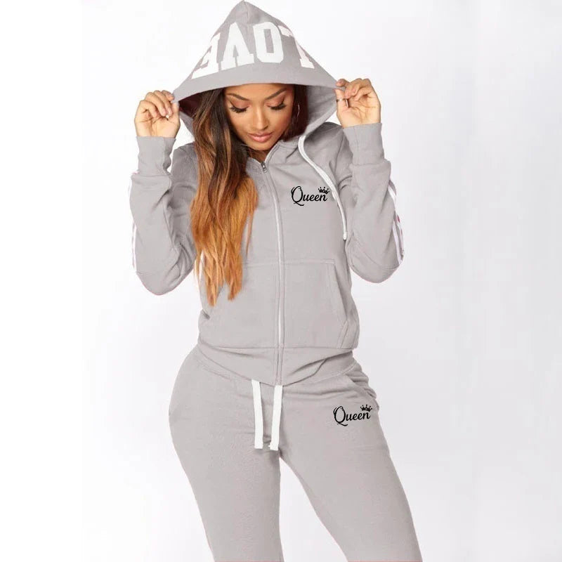 Hot Women's Fashion Tracksuit Striped Hoodies and Jogger Pants Ladies Daily Casual Clothes OneLoveCanada