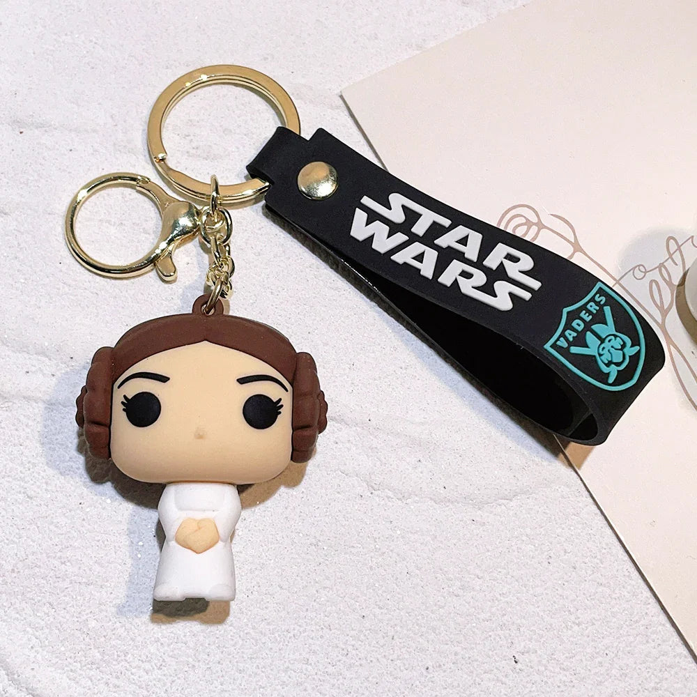 Disney Movie Star Wars Keychain Darth Vader Imperial Stormtrooper Yoda Baby Doll Keyrings Key Holder for Boys Gifts