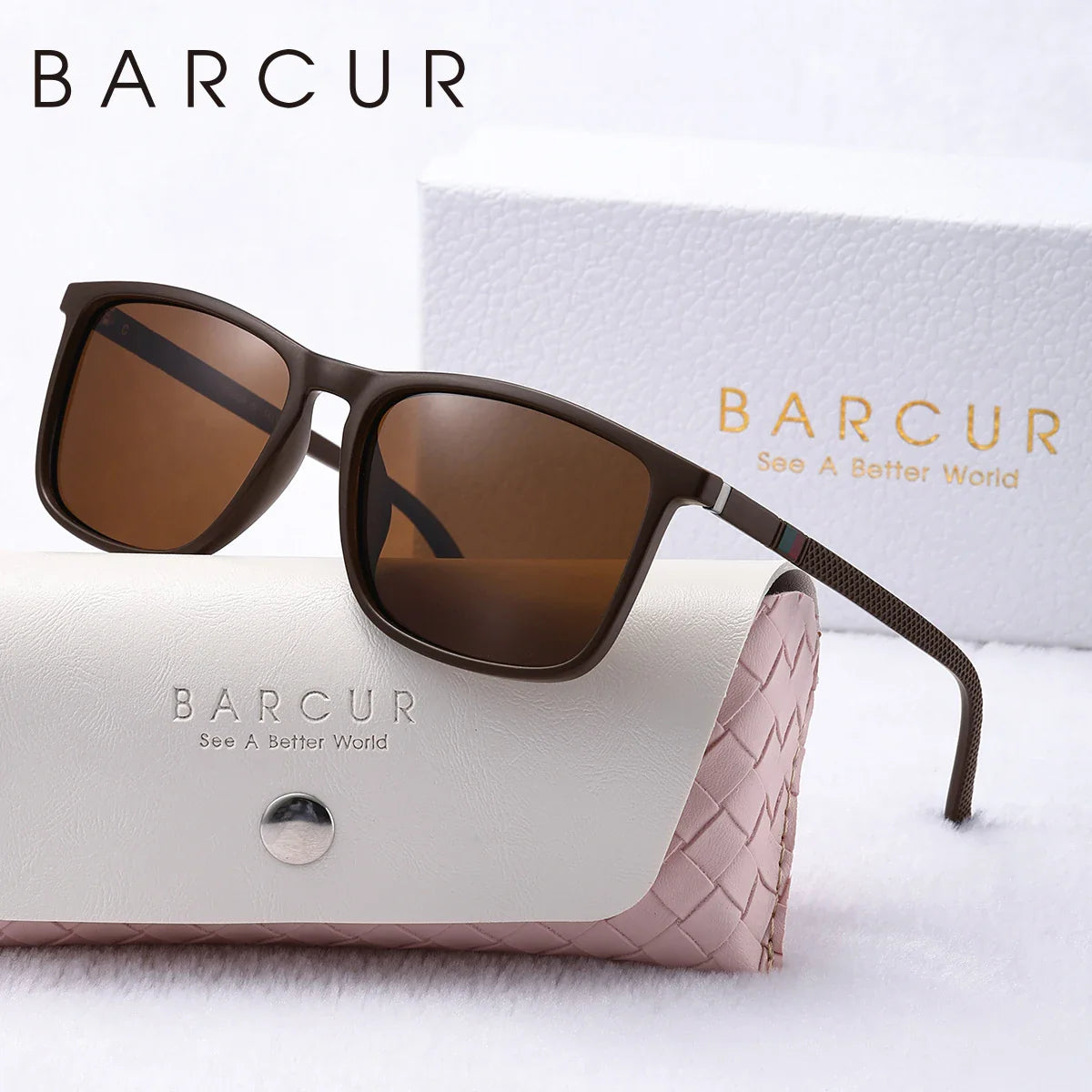 BARCUR Polarized Square Frame Sunglasses for Men and Women – Timeless Fashion UV400 Wave Point Design Casual Style Durable PC Eyewear for Summer Outdoor Driving Travel and Gift Giving