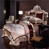 Golden Silk Cotton Luxury Satin Jacquard Bedding Set Queen King size Wedding Bedding Sets Bed Sheet/Spread Set Duvet Cover