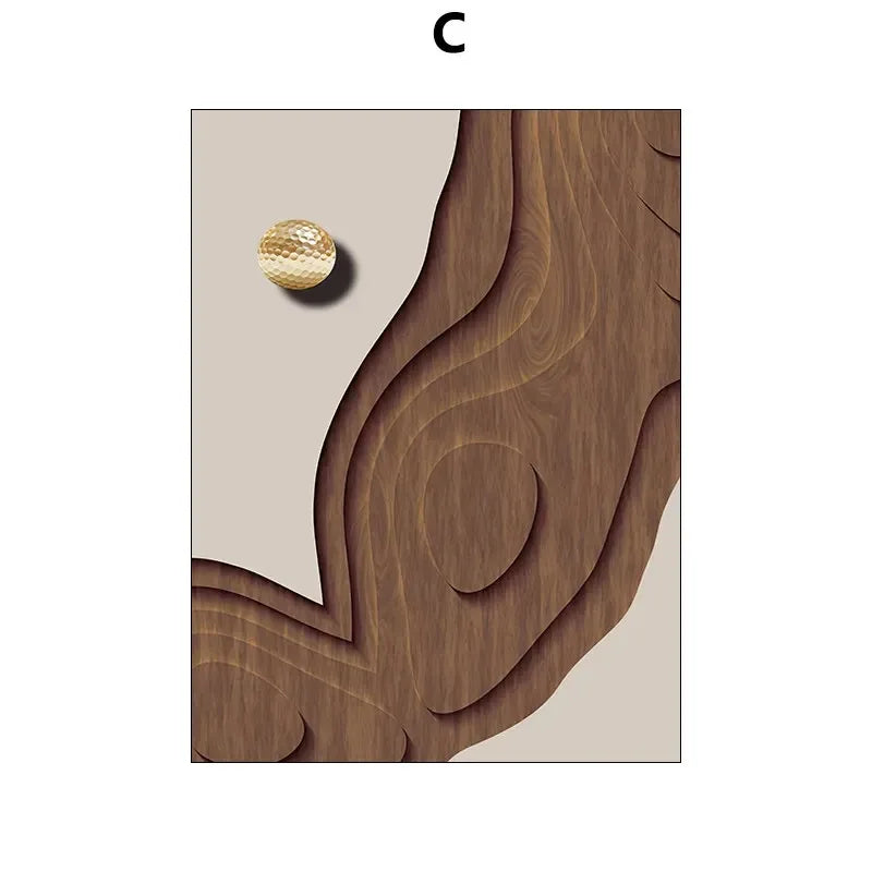 Abstract Geometry Picture Canvas Painting Wall Art Luxury Golden Brown Poster and Print for Modern Minimalist Home Bedroom Decor