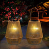 Outdoor Solar Hanging Lights Waterproof Woven Lanterns for Garden Yard