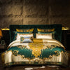 Gold and Green Satin Embroidery Patchwork Duvet Cover Queen King Luxury Royal Bedding Sets Cotton Bed Sheet Bedspread Pillowcase