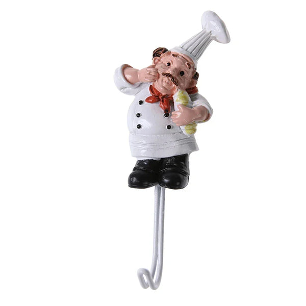 New Cartoon Chef Shaped Hook Powerful Adhesive Wall Key Holder Kitchen Bathroom Storage Door Clothes Coat Hat Hanger Towel Hooks