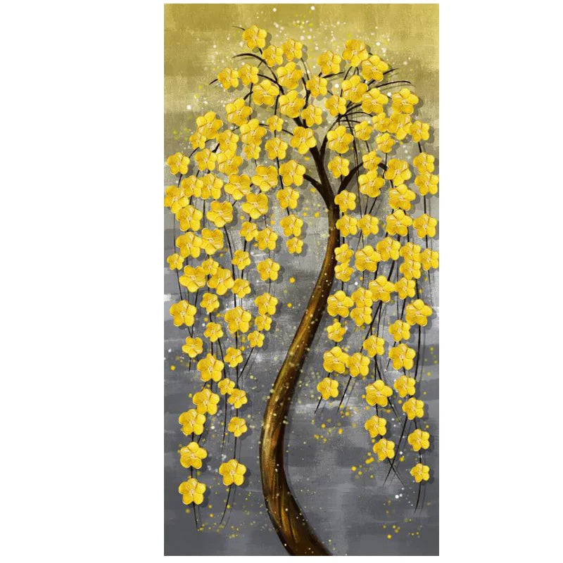 Abstract Golden Rich Tree Money Tree Oil Paintings on Canvas Poster Modern Landscape Wall Art Picture Print Home Decor No Frame