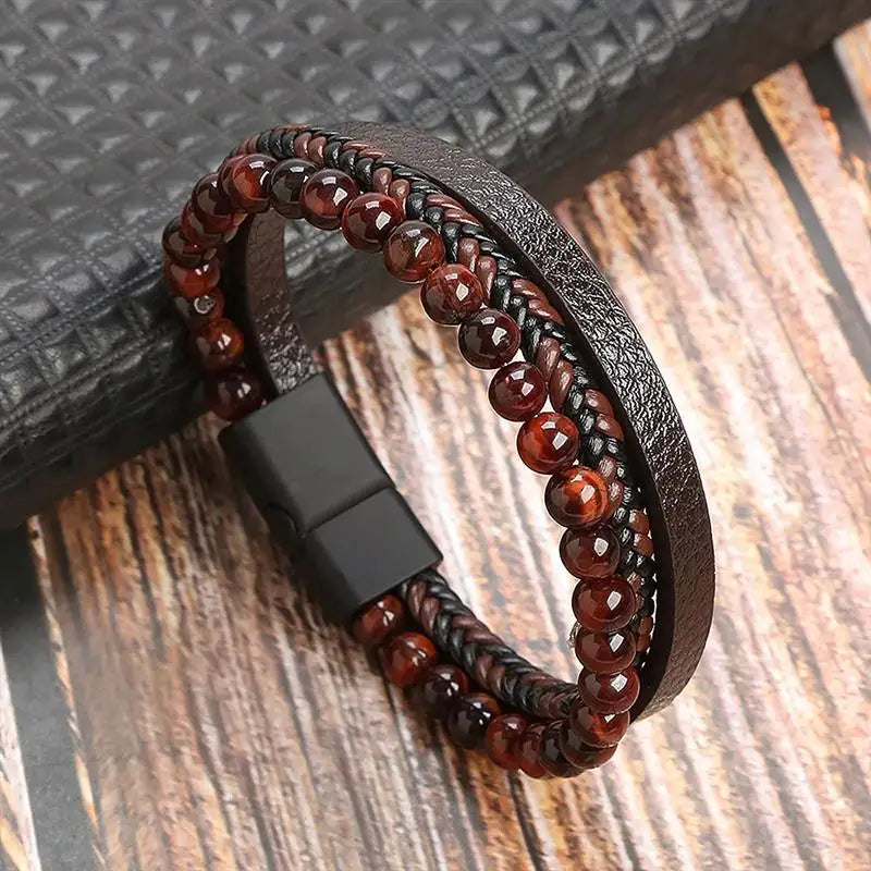 Classic Men's Leather Bracelet Hand-Woven