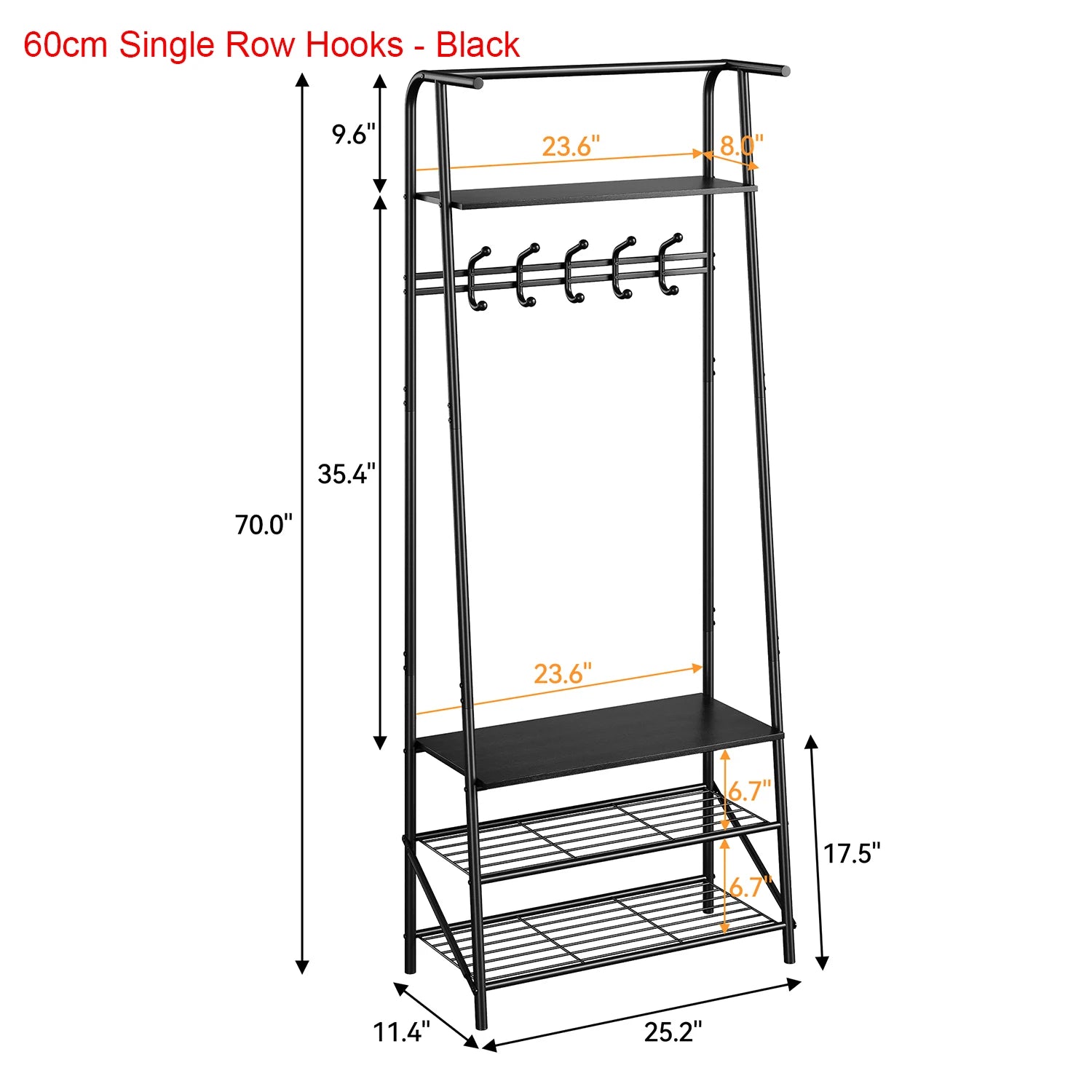 Coat Rack Shoe Bench, 4-in-1 Hall Trees Entryway Bench with Coat Rack and Shoe Rack, Steel Frame Storage Shelf and Hanging Bar
