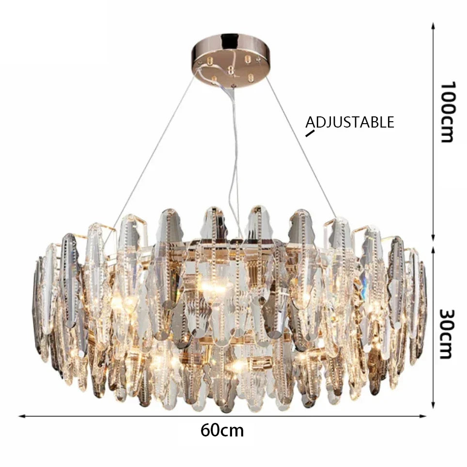 Crystal Leaf Chandelier 150cm Duplex Design