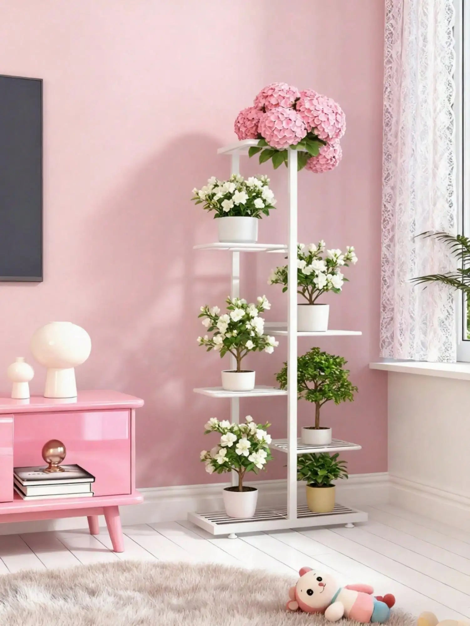 Plant Stand Indoor Modern Black Metal 6 5 4 Tier Tall Vertical Flower Pot Holder Shelf Space Saving Corner Multi Layer Storage Rack For Living Room Balcony Garden Patio Home Decor Housewarming Gift Plant Lovers