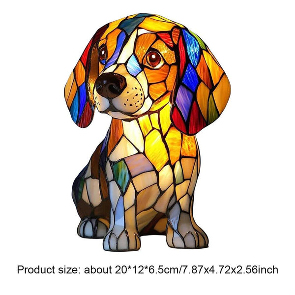 Animal Resin Night Light LED Desk Lamp Nightstand Lamp Resin Stained Dog Tabletop Night Light Cute Pet Dogs for Bedroom Ornament