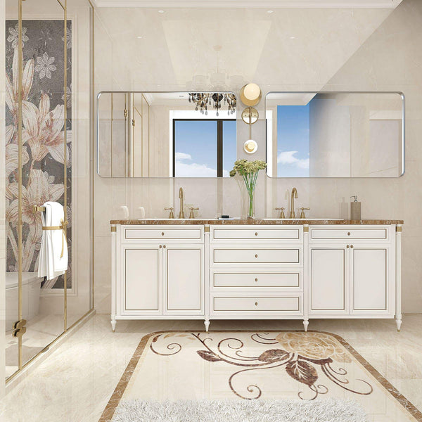 30x20inch Glossy Brushed Silver Rectangle Bathroom Mirror Ennovanest Limited